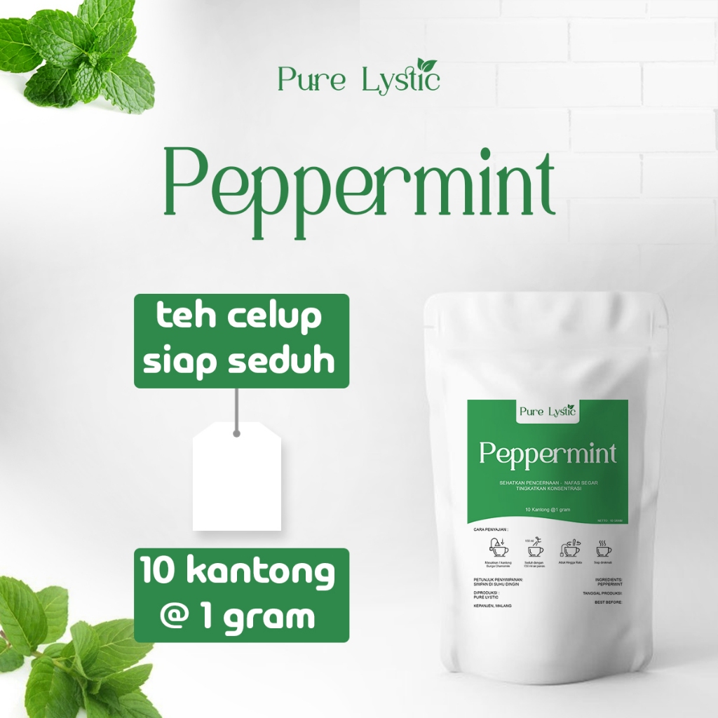 

Pure Lystic - Peppermint Tea 10 Kantong Teh Menyegarkan Peppermint Teh Celup Siap Seduh Flower Tea