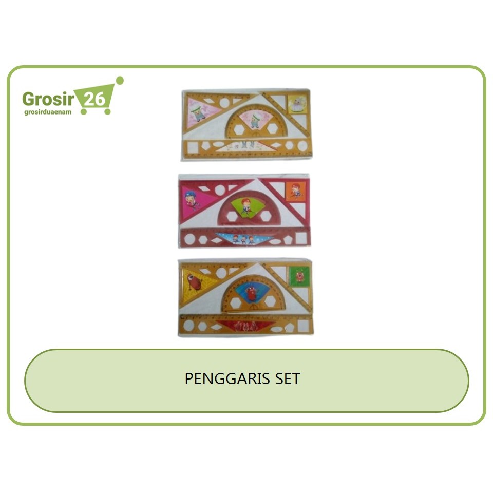

(3 set) penggaris / rol / mistar / garisan set plastik matematika ruler set 4 in 1 gs-300 | busur siku segitiga