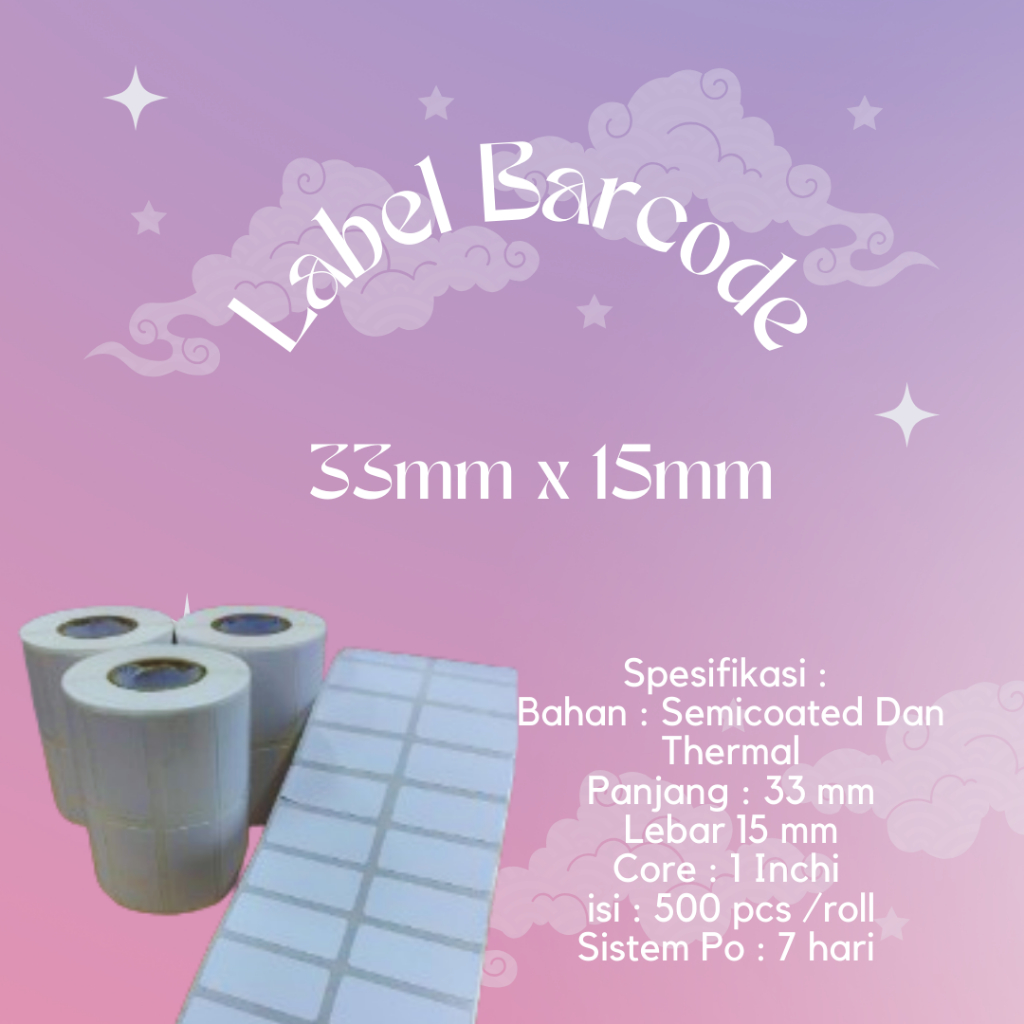 

Label Sticker Barcode 33x15-33 x 15mm 2 Line Label Sticker 500pcs/Roll Label Semicoated & Thermal