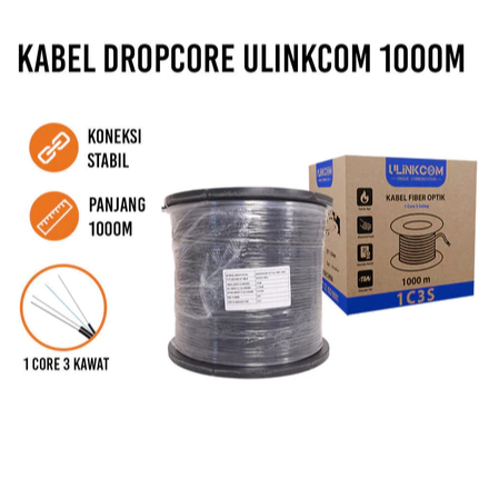 [𝐓𝐞𝐫𝐁𝐚𝐫𝐮 𝐓𝐞𝐫𝐌𝐮𝐫𝐚𝐡] Kabel Fiber Dropcore 1 Core 1000 Meter Kabel Fiber Optik 1000m FTTH