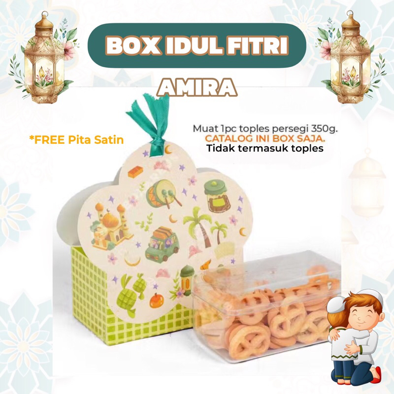 

AMIRA | Box Hampers Idul Fitri Toples Persegi Panjang 350gr Kotak Gift Packaging Kue Kering Lebaran Eid Mubarak