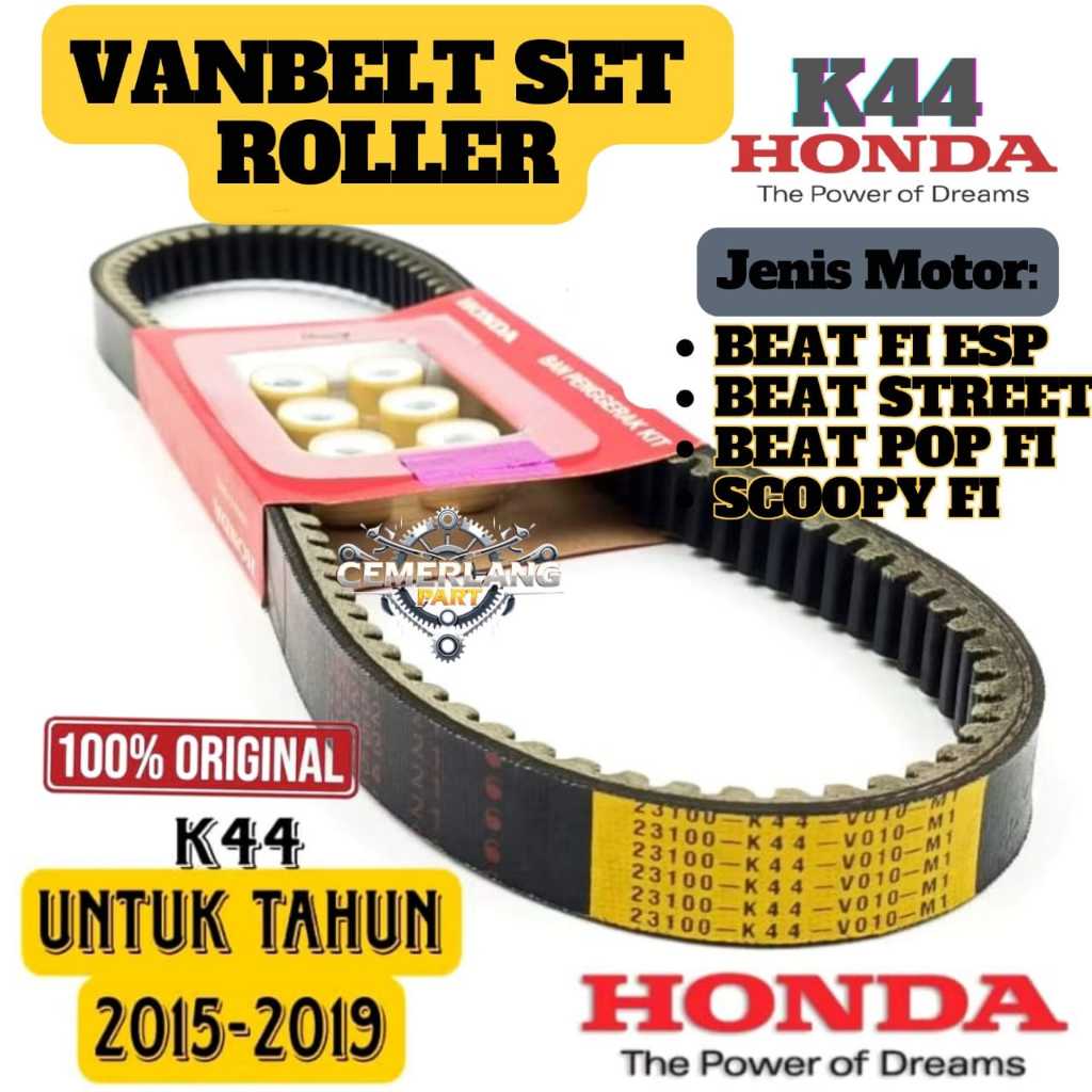 VANBELT V-BELT PLUS ROLLER K44 ORIGINAL BEAT FI ESP, BEAT STREET, BEAT POP FI, SCOOPY FI HONDA AHM