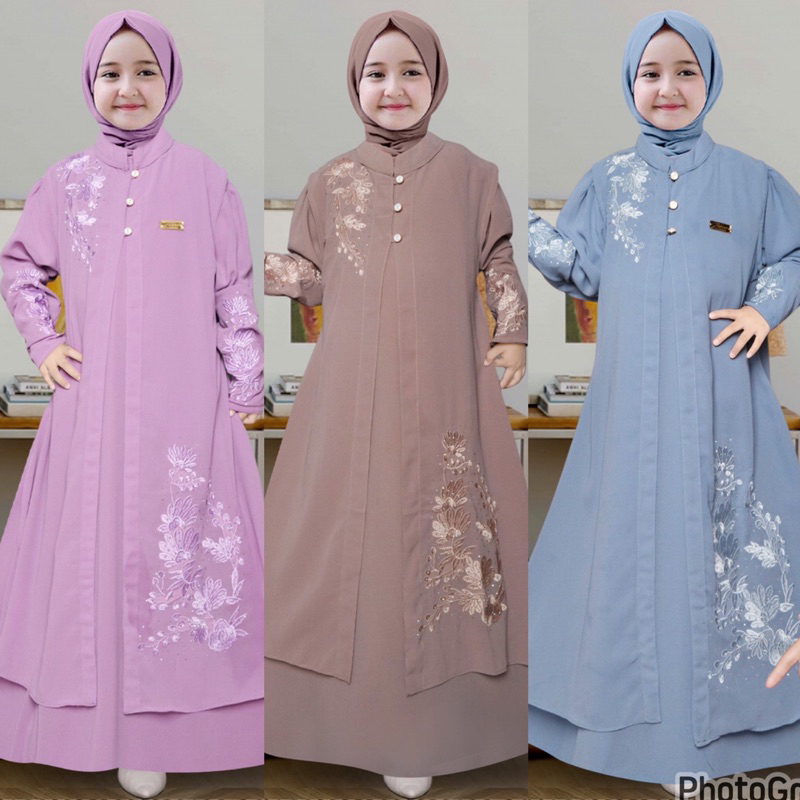 ADELIA SET OUTER BORDIR ANAK GAMIS ANAK TERBARU GAMIS ANAK BORDIR MEWAH BESTSELLER GAMIS ANAK SET OU