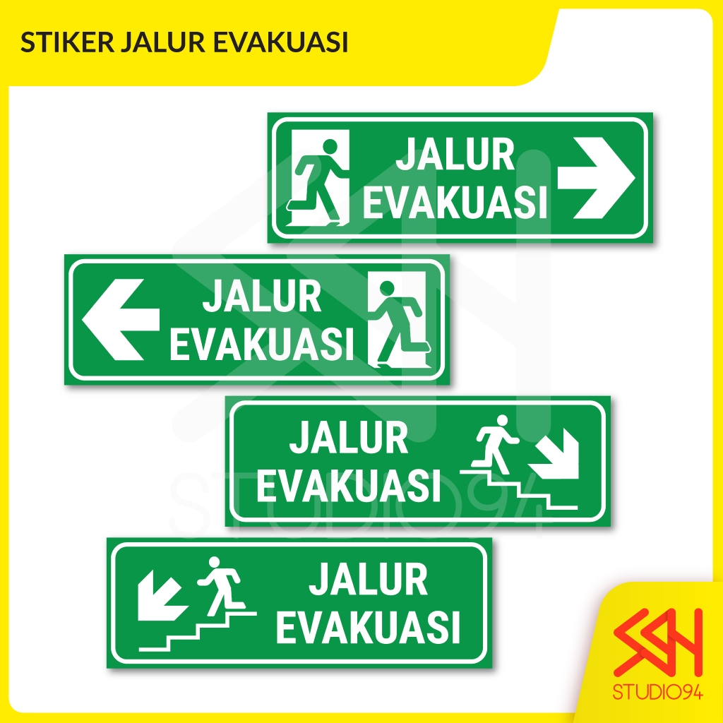 

Sticker Sign Stiker Jalur Evakuasi | Waterproof Anti Air | 28x9.5