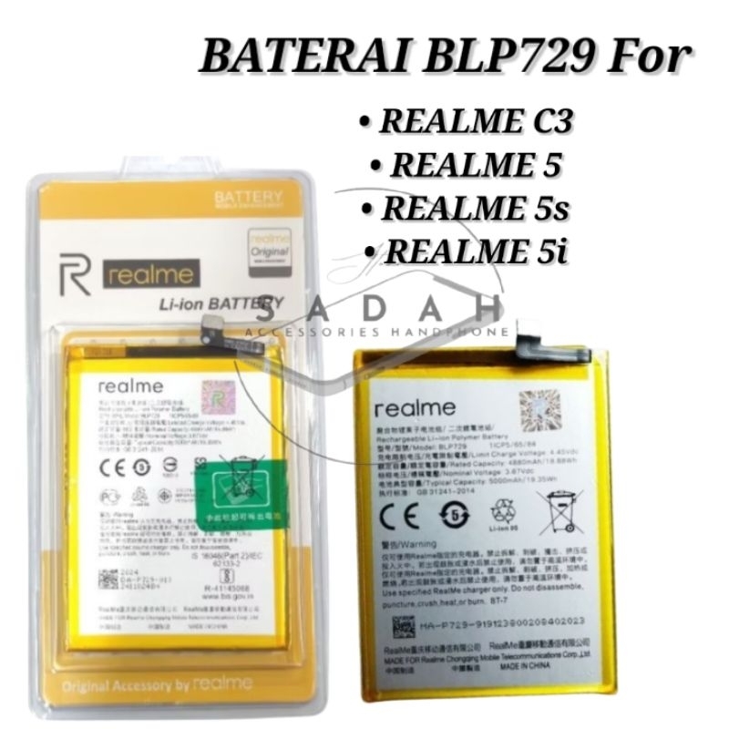 Baterai BLP729 for Realme C3 / Realme 5 / Realme 5s / Realme 5i Original Baterai