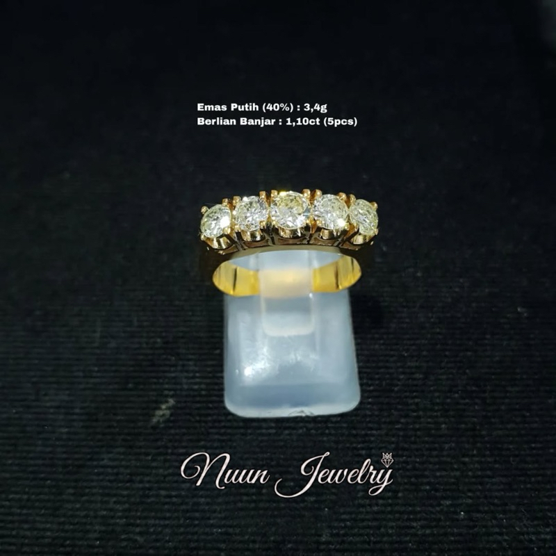Cincin Emas Kuning Berlian Banjar Model Listring Mata 5