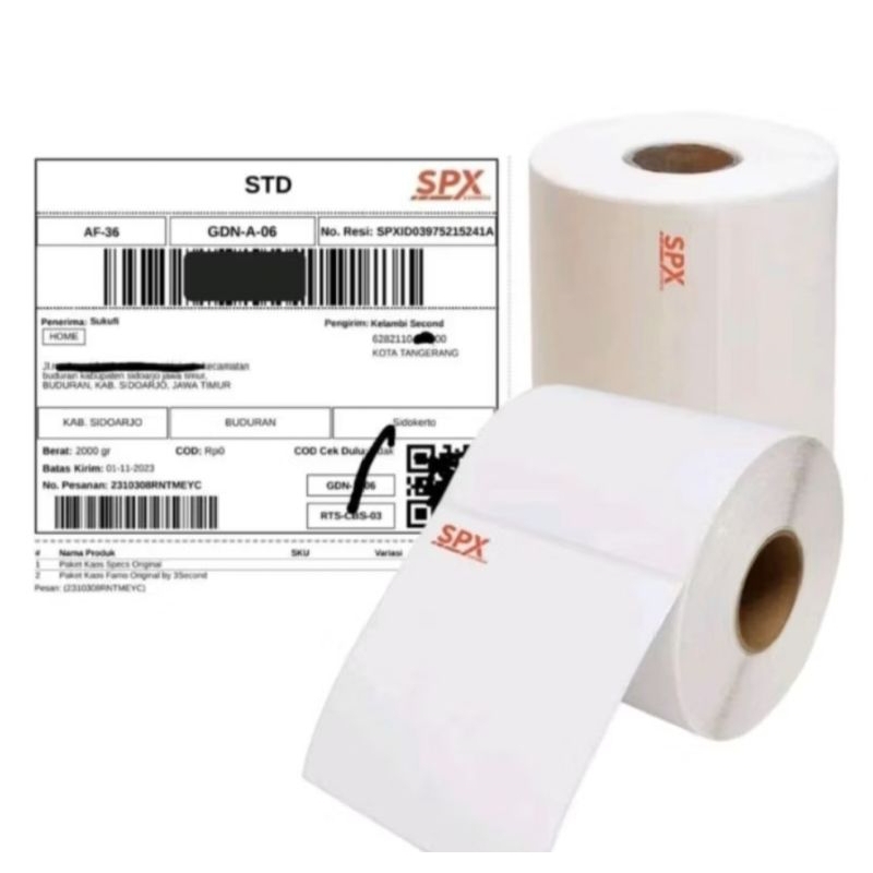 

Sticker label Kertas thermal 100x120/250pcs( 1roll )