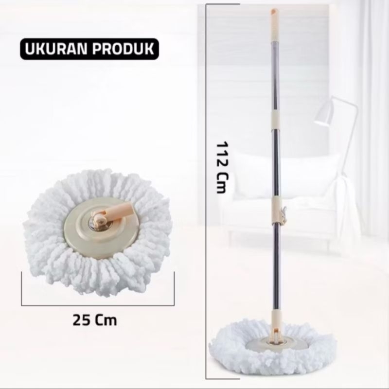 ORI BONBOX SAMONO SEPAKET TONGKAT PEL DAN KAIN REFIL BISA PUTAR 360° PEMBERSIH LANTAI BAHAN STAINLES