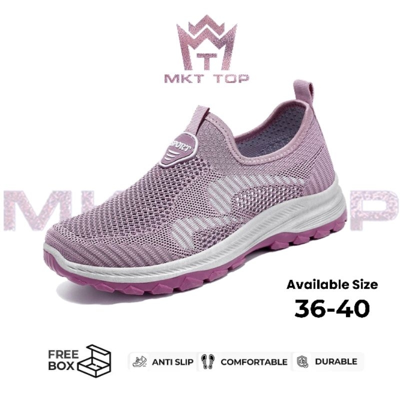 MKT , MKT0327 Sepatu Sneakers Wanita Sepatu Sport Rajut Tanpa Tali Premium Quality , SW77