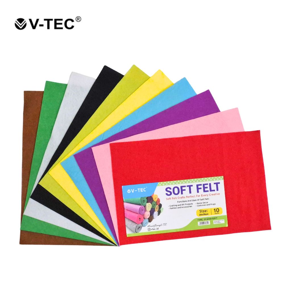 

1 PAK (10 Warna Mix) Kain Flanel V-TEC SF2030/SOFT Felt