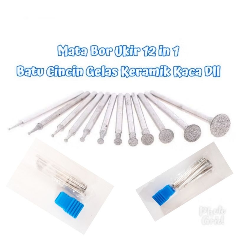 SET 12 PCS MATA BOR GERINDA DIAMOND VENEER UKIR POTONG POLES BATU AKIK KERAMIK KACA GELAS PIRING ARK
