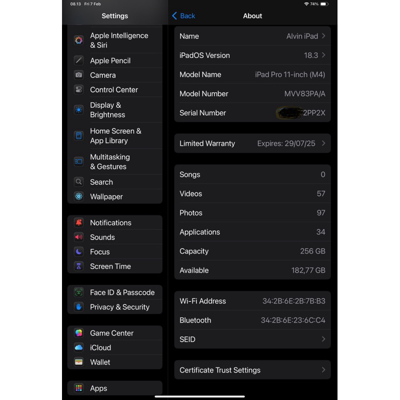 IPAD PRO M4 2024 256 GB SECOND GARANSI RESMI ON