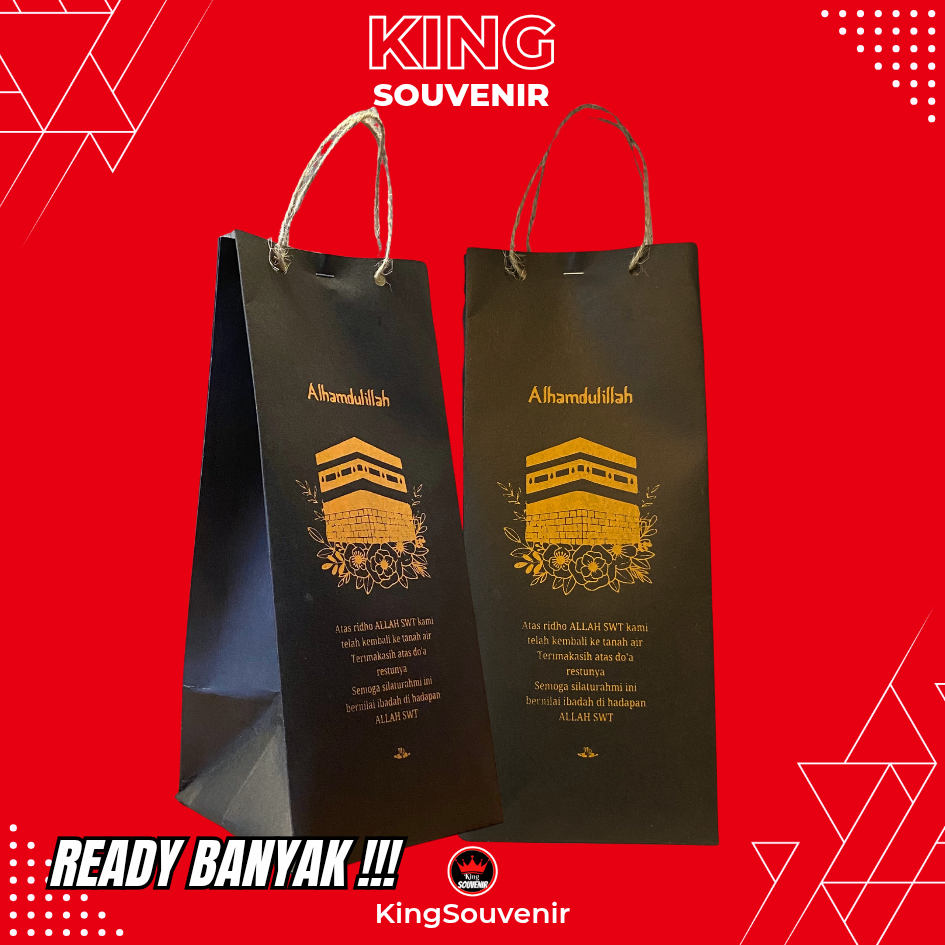 

PAPER BAG KADO TAS READY STOK BANYAK OLEH-OLEH UMROH DAN HAJI 1 PCS WARNA HITAM 10X10X25