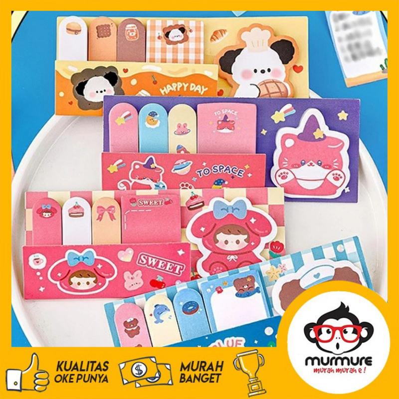 

MURMURE I 100PCS STICKY NOTES MINI MEMO PENANDA BUKU CATATAN KERTAS TEMPEL AESTHETIC HEWAN KARTUN LUCU