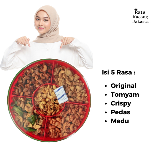 Kacang Mede Tray Mix 5 Rasa Campuran Kacang Mede Paket Toples 5 Rasa Ratu Kacang
