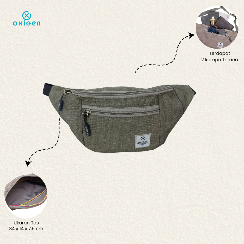 Oxigen Giffy Tas Pinggang Wanita Polyester Waist Bag Modern dan Stylish