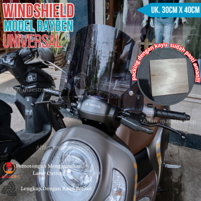Visor Ukuran 30cmx 40cm Rayben Hitam Transparan Windsield Beat Windshield Windshield Universal Winsi