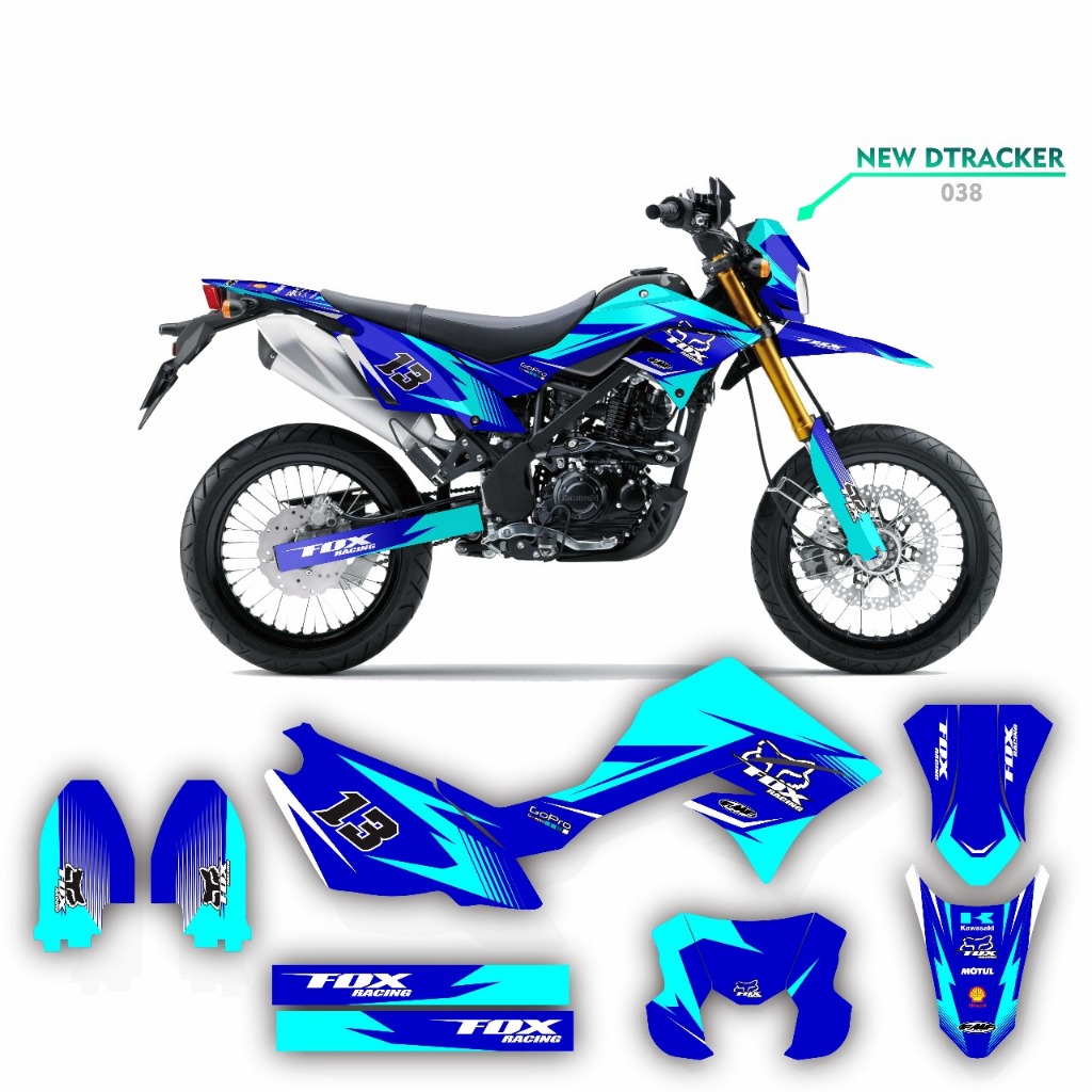 DECAL STIKER NEW DTRACKER DEKAL VARIASI STRIPING CUSTOM FULLBODY BIRU PUTIH