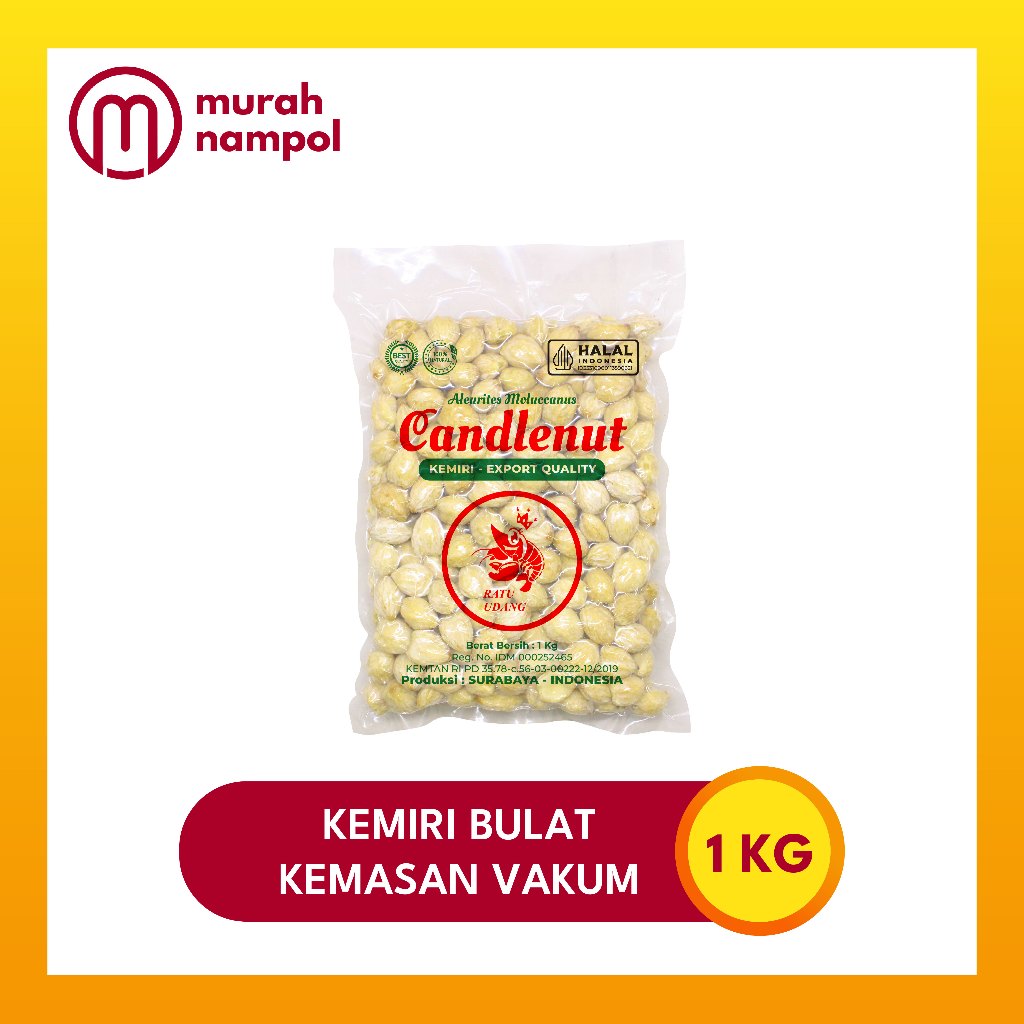 

Kemiri (Candlenut) 1Kg Utuh/Bulat Plastik Vakum