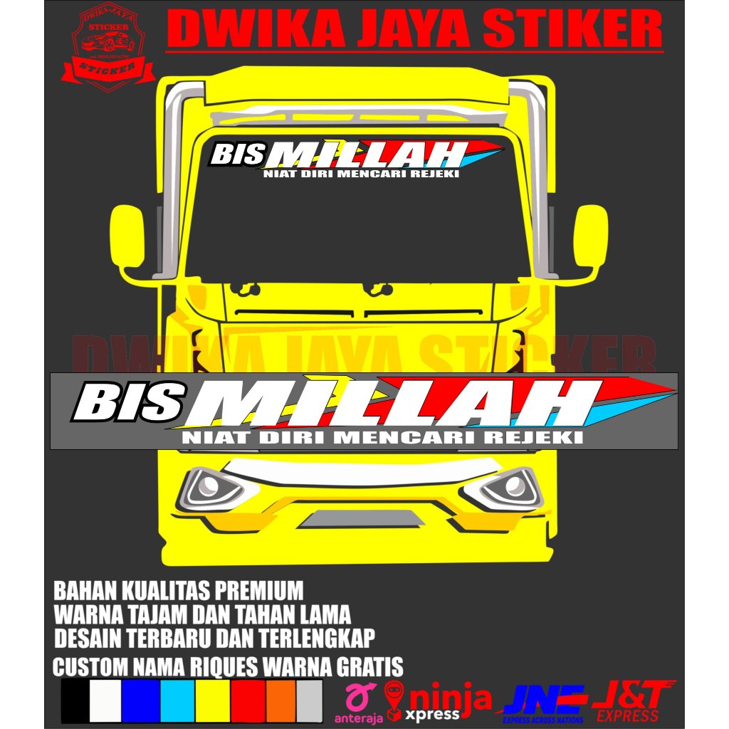 STIKER MOBIL STIKER  KACA DEPAN BISMILAH NIAT MENCARI REJEKI