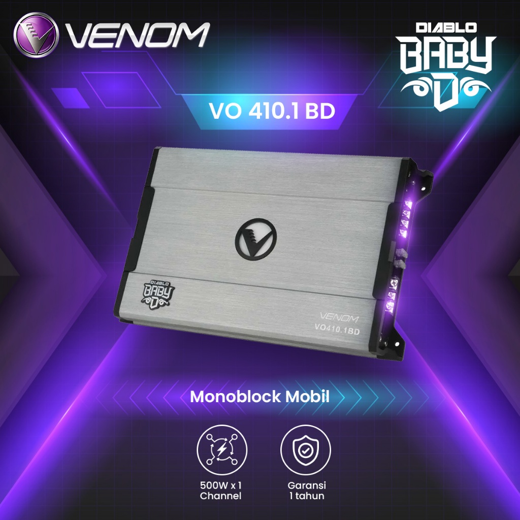 Venom Baby Diablo Series VO 410.1 BD Monoblock Subwoofer Mobil 500W