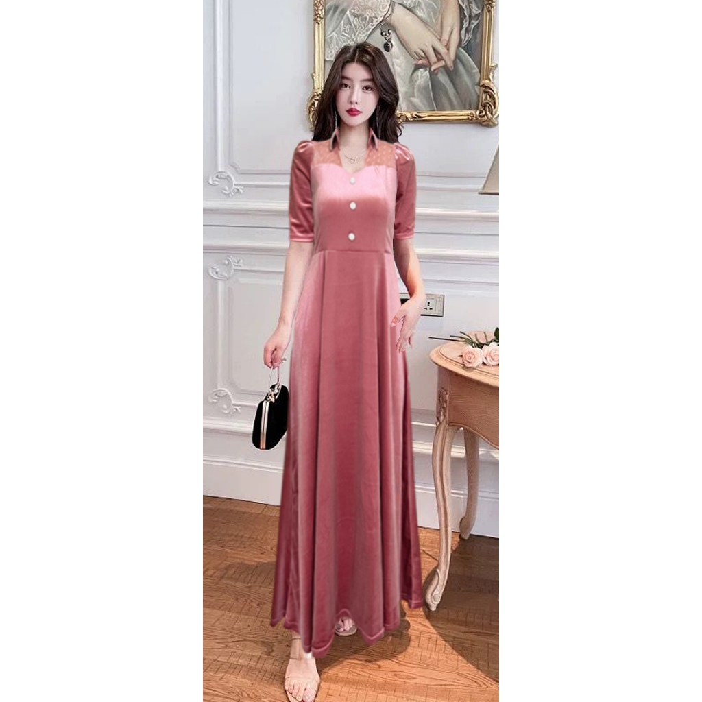 DRESS VELVET/GAUN PESTA BAHAN BELUDRU PREMIUM