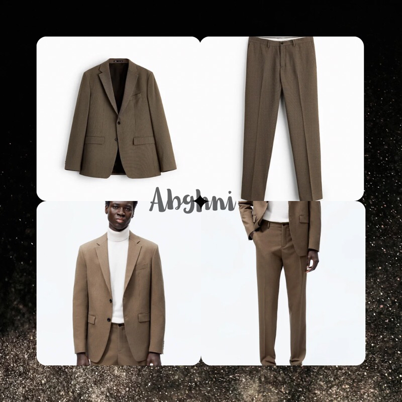 [NWT] Setelan Pria | ZARA Houndstooth Suit | Blazer | Celana