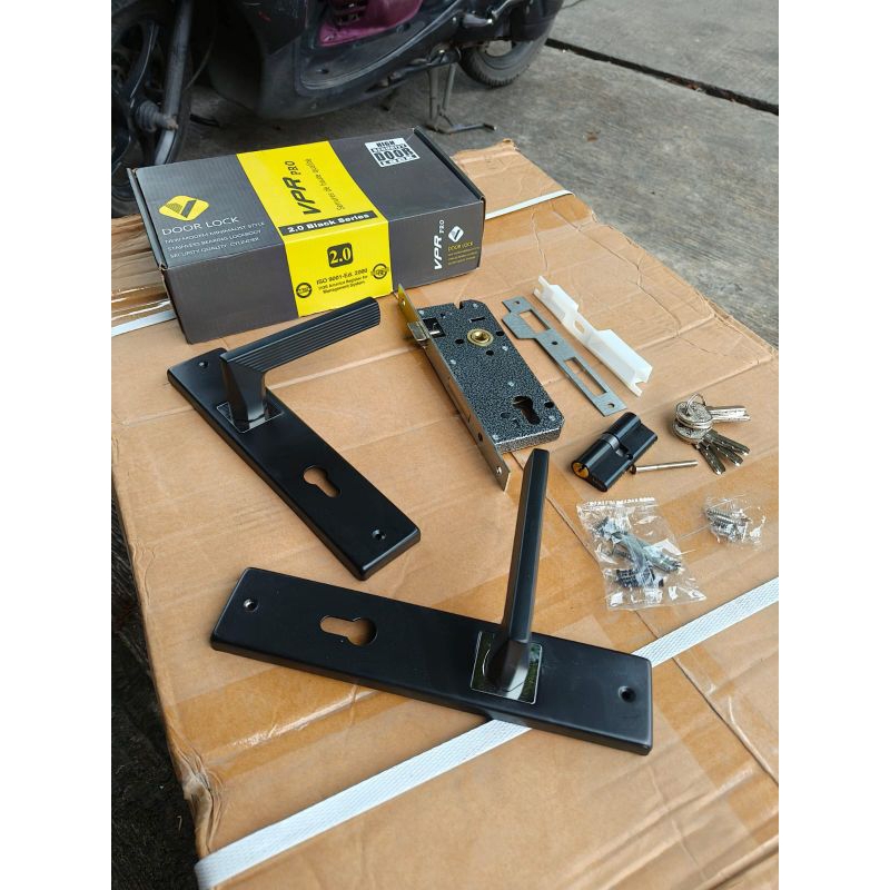 VPR PRO BESAR / Handle Kunci Pintu Set Komplit BESAR BLACK HITAM Tebal Bagus Premium VPR PRO