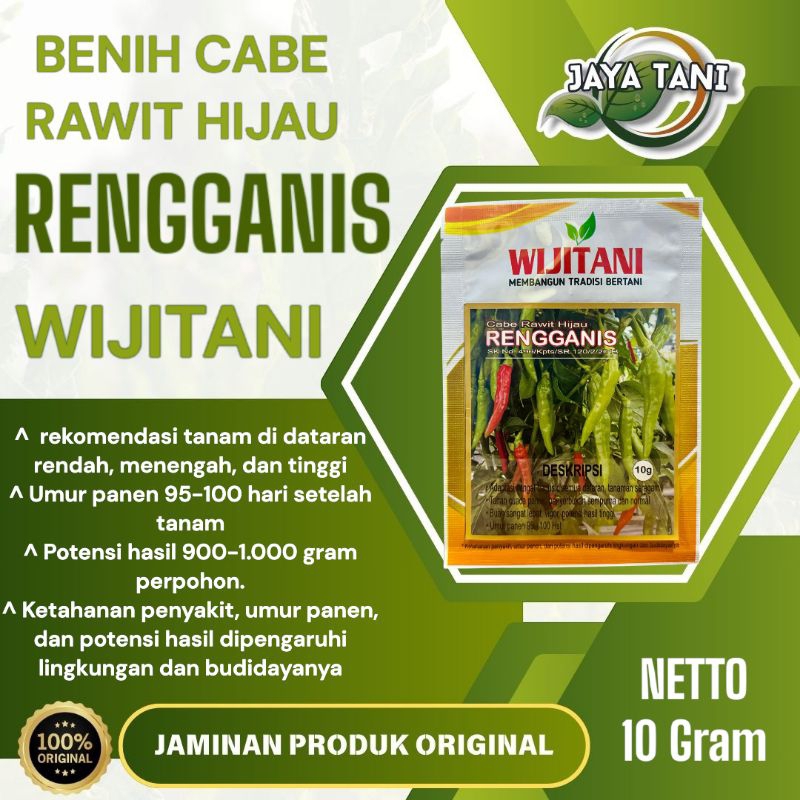 Benih Cabe Rawit Hijau RENGGANIS 10gram - WIJITANI