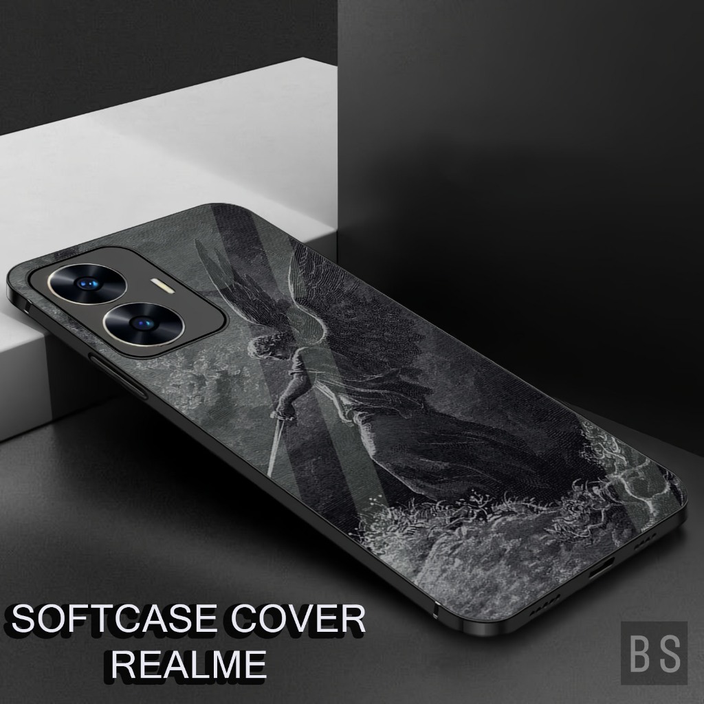 ( BS65 ABSTRACK BLACK ) Softcase Glossy Realme C55,C33,C31.C30,C61,C63,C65,C67 4G ,C75 Case Kilau Ka