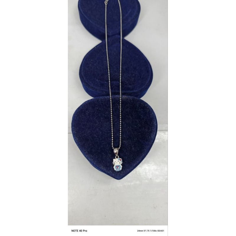 kalung biji lada liontin h. kitty biru