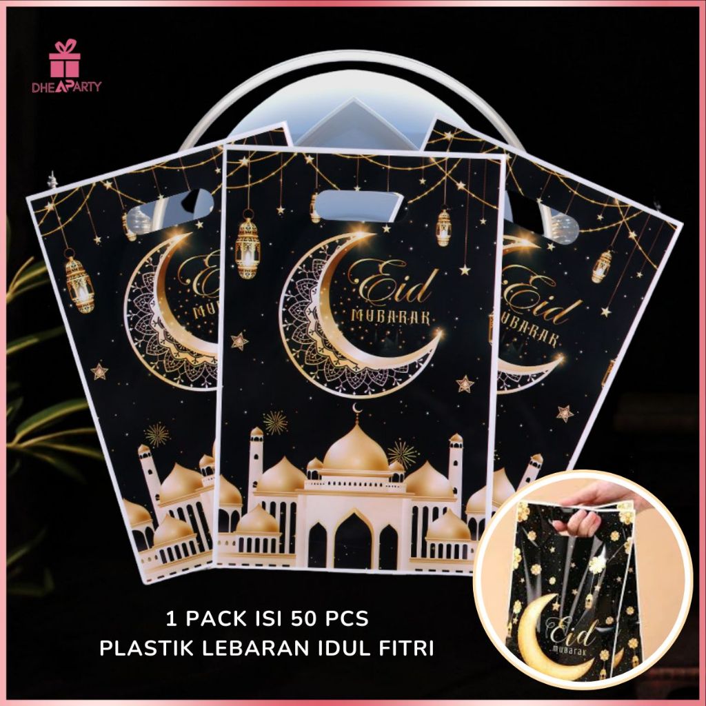 

DP Kantong Plastik Bingkisan Lebaran Idul Fitri / Tas Plastik Bingkisan Souvenir Lebaran Isi 50 PCS Bahan OPP Soft PP51