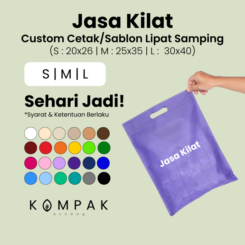 

Jasa Kilat Custom Cetak Sablon Tas Spunbond Oval D-cut - Kantong Goodie Bag Shopping Bag 20x26 25x35 30x40 38x45 cm