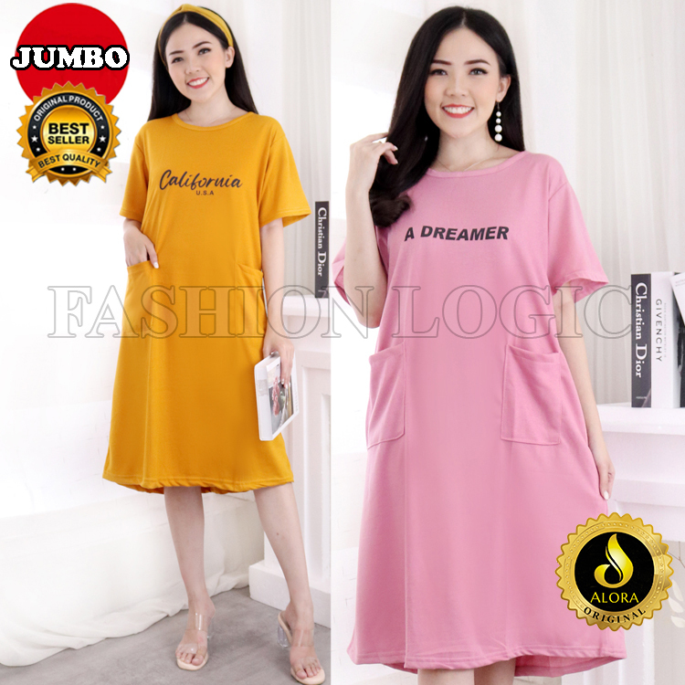DRESS PENDEK SANTAI WANITA LD110 - XL DRESS SAKU