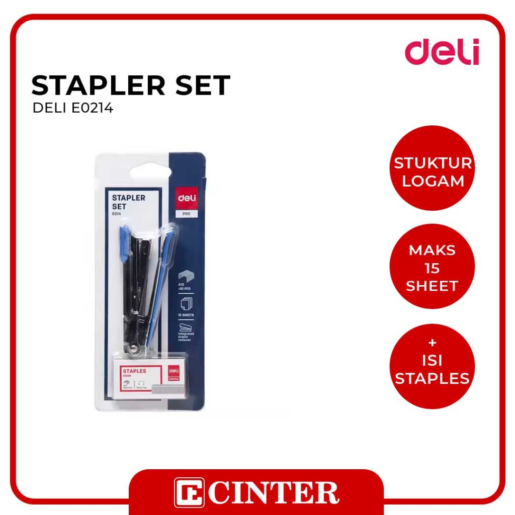 

DELI - HEKTER KECIL + ANAK HEKTER / STAPLER E0214 + ISI STAPLES NO.10