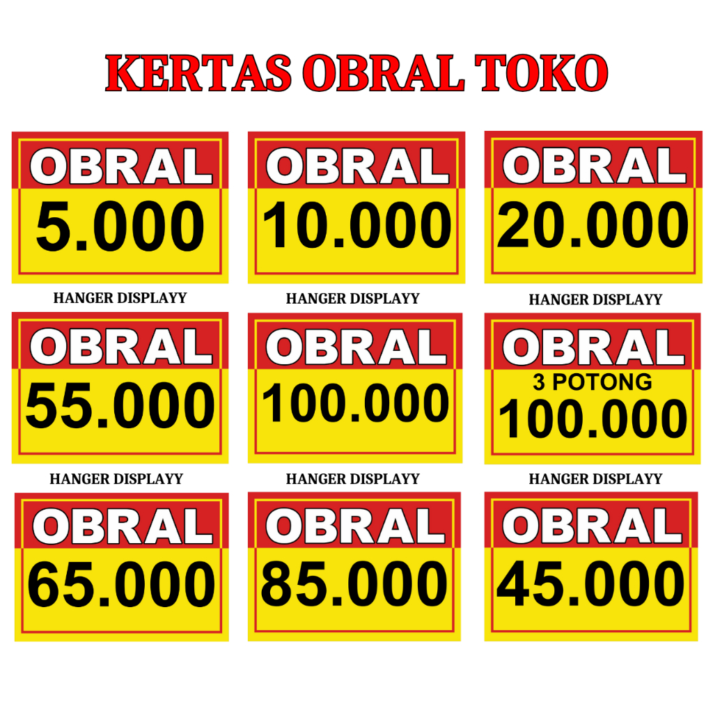 

Kertas Tulisan Harga Bandrol / Name Tag Harga Jualan / Kertas Obral Harga Jualan