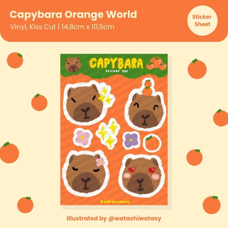 

Capybara Orange World Sticker Set