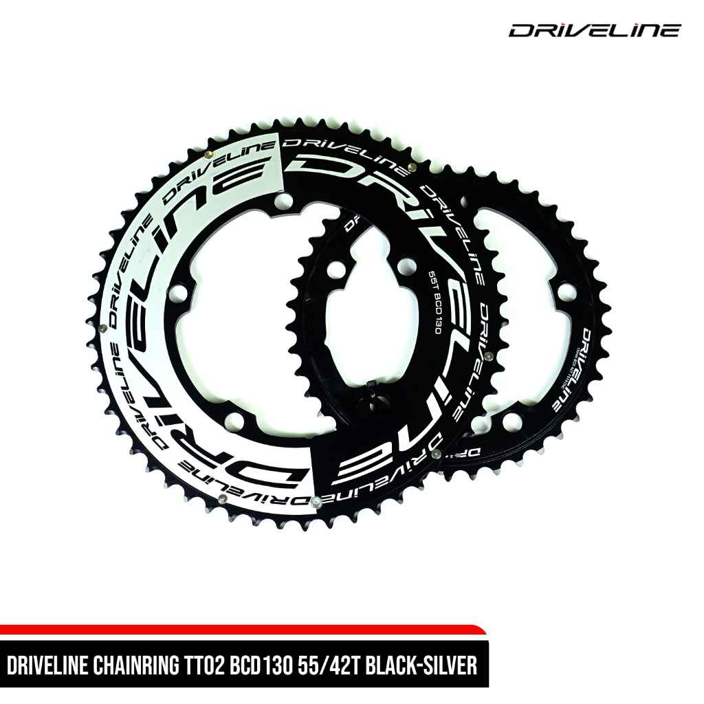 DELTACYCLES - DRIVELINE CHAINRING TT02 BCD130 55/42T BLACK SILVER