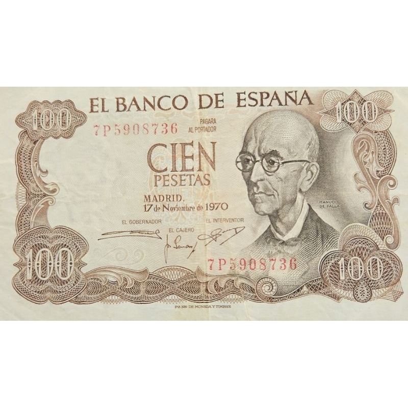 Uang Asing kuno Negara Espana spanyol 100 Pesetas Tahun 1970 Kondisi AXF Renyah original 100%