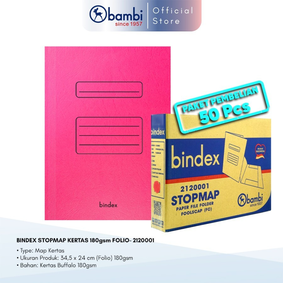 

Bindex Stopmap / Map Kertas Folio Warna Red #5002 (1 PACK ISI 50 PCS)