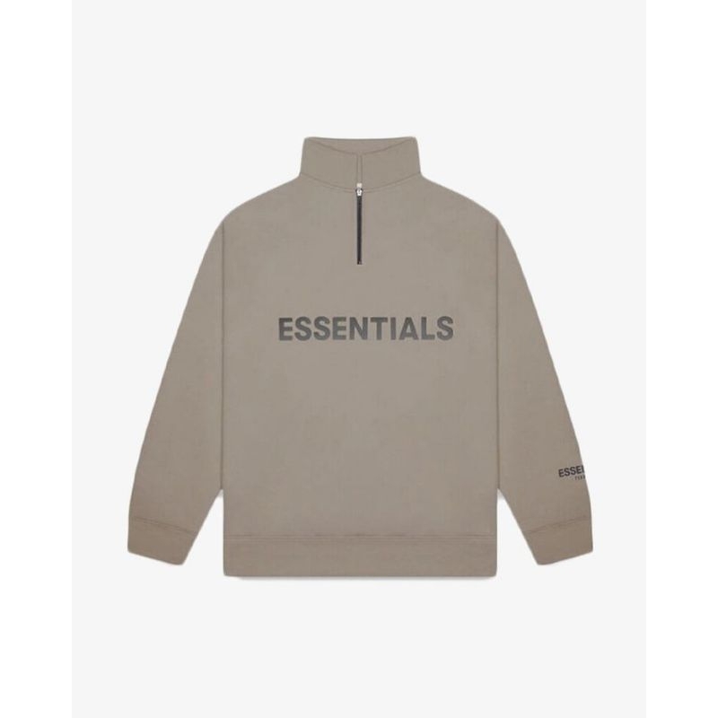 FOG ESSENTIALS SILICONAPPLIQUE HALF ZIP TAUPE MOCKNECK