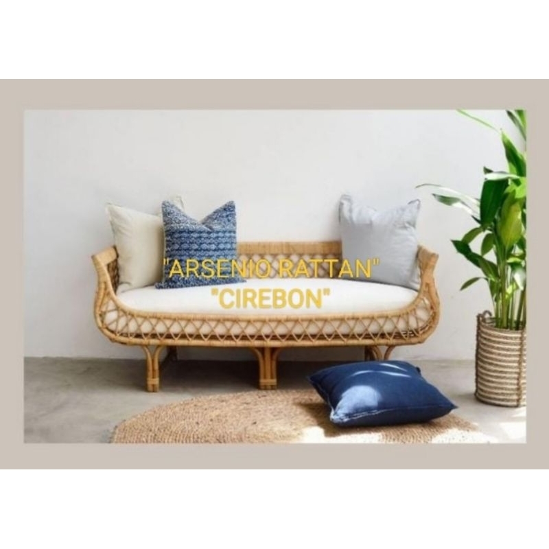 SOFA ROTAN PANJANG 3 SEATTER/KURSI ROTAN BANCH ONGKIR GRATIS