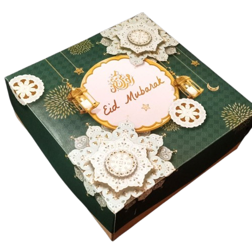 

12 Pcs Cake Box Kue Brownies Uk 18x18x10cm Packaging Hampers Lebaran Eid Mubarak
