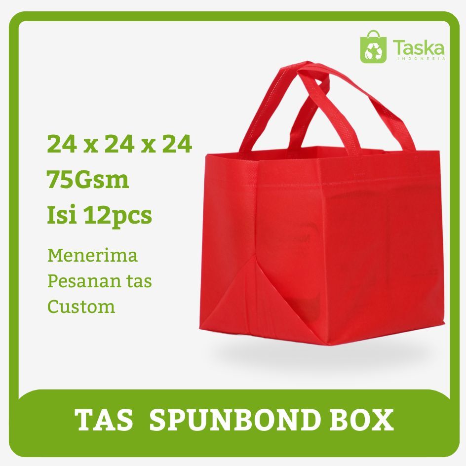 

Taska - Tas Spunbond Box 24x24x24 Warna Merah Harga Lusinan Grosir Tas Aqiqah Nasi Kotak