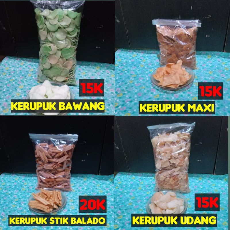 

Paket 1kg aneka krupuk kering siap goreng