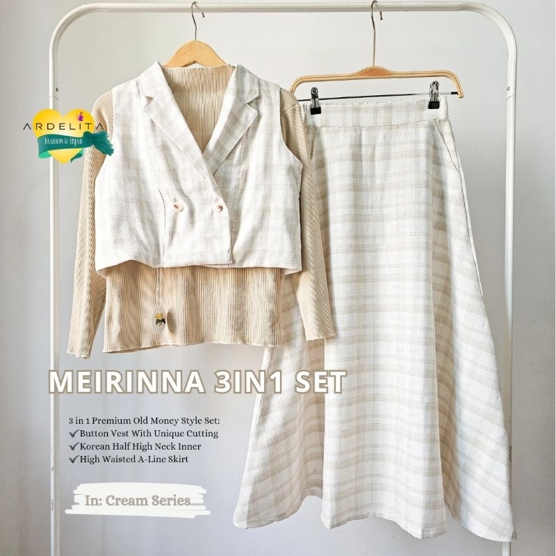 ARDELITA FASHION HIJAB - MEIRINNA SET 4IN1 KOREAN OLD MONEY STYLE PAKAIAN WANITA PREMIUM KOREAN THIC