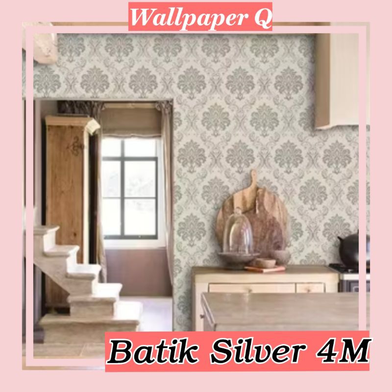 Wallpaper Batik Silver Wallpaper Ruang Tamu Kerja Kamar Tidur Meja Lemari Kaca Wallpaper Aesthetic E