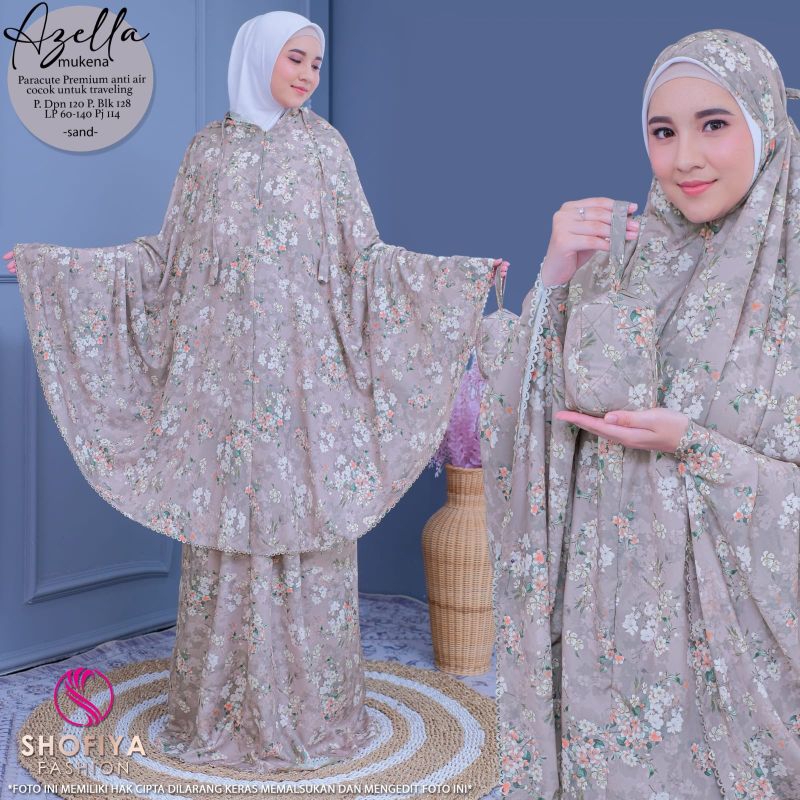 Azella Mukena wanita dewasa muslimah paracute premium anti air all size resleting dagu traveling ter