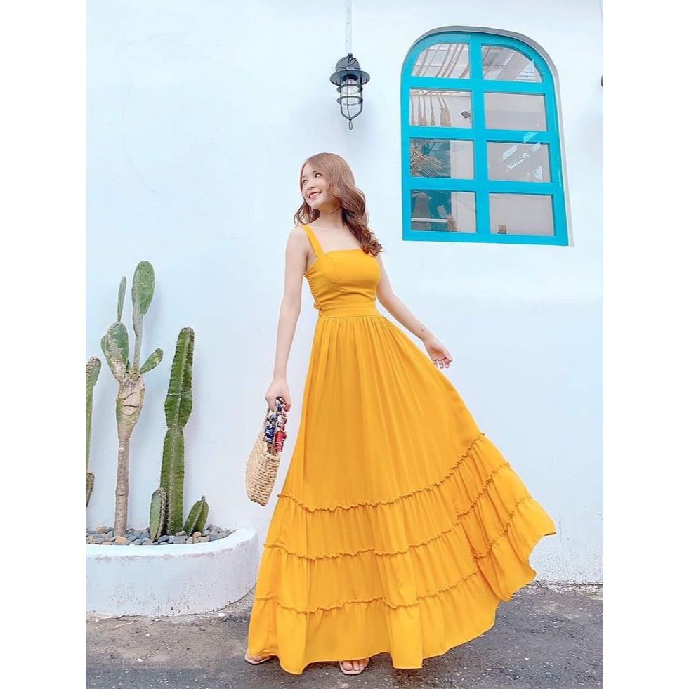 Maxi Dress Pantai Kaluna Long Dress Tanpa Lengan Couple Ibu Dan Anak