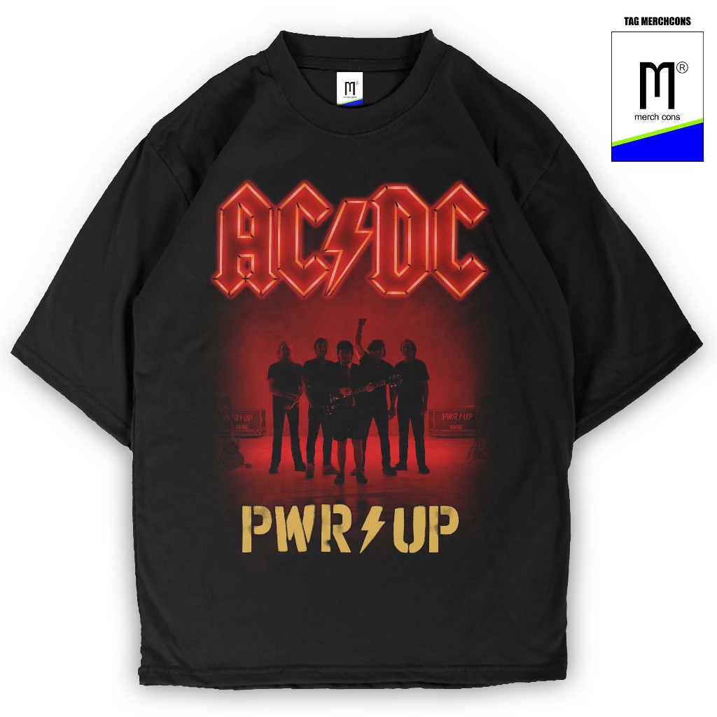 Graphictees BAJU TSHIRT KAOS METAL ACDC - PWR/UP TAG MERCHCONS COTTON COMBED 24 S PREMIUM OVERSIZE B
